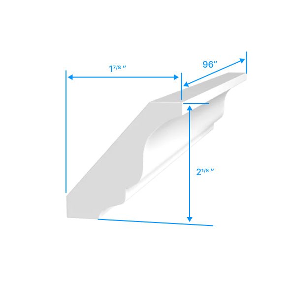 Crown Moulding - 96"W x 2 1/8"H x 1 7/8"D - Aria White Shaker - BUILDMYPLACE