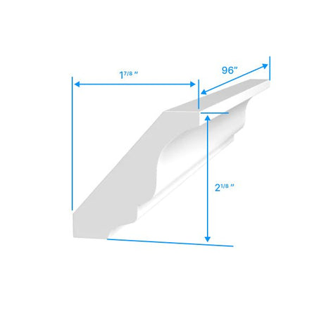 Crown Moulding - 96"W x 2 1/8"H x 1 7/8"D - Aria White Shaker - BUILDMYPLACE