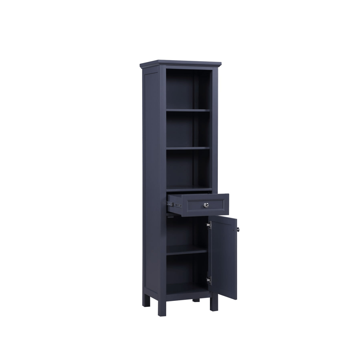 Cunningham Freestanding Bathroom Linen Side Cabinet With Open Shelves Storage, 1 Drawer & Door - BUILDMYPLACE