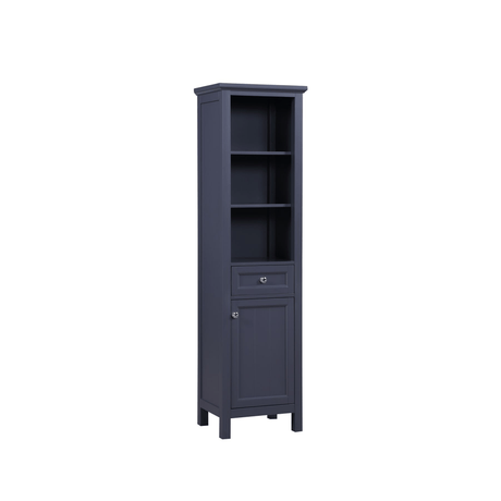 Cunningham Freestanding Bathroom Linen Side Cabinet With Open Shelves Storage, 1 Drawer & Door - BUILDMYPLACE