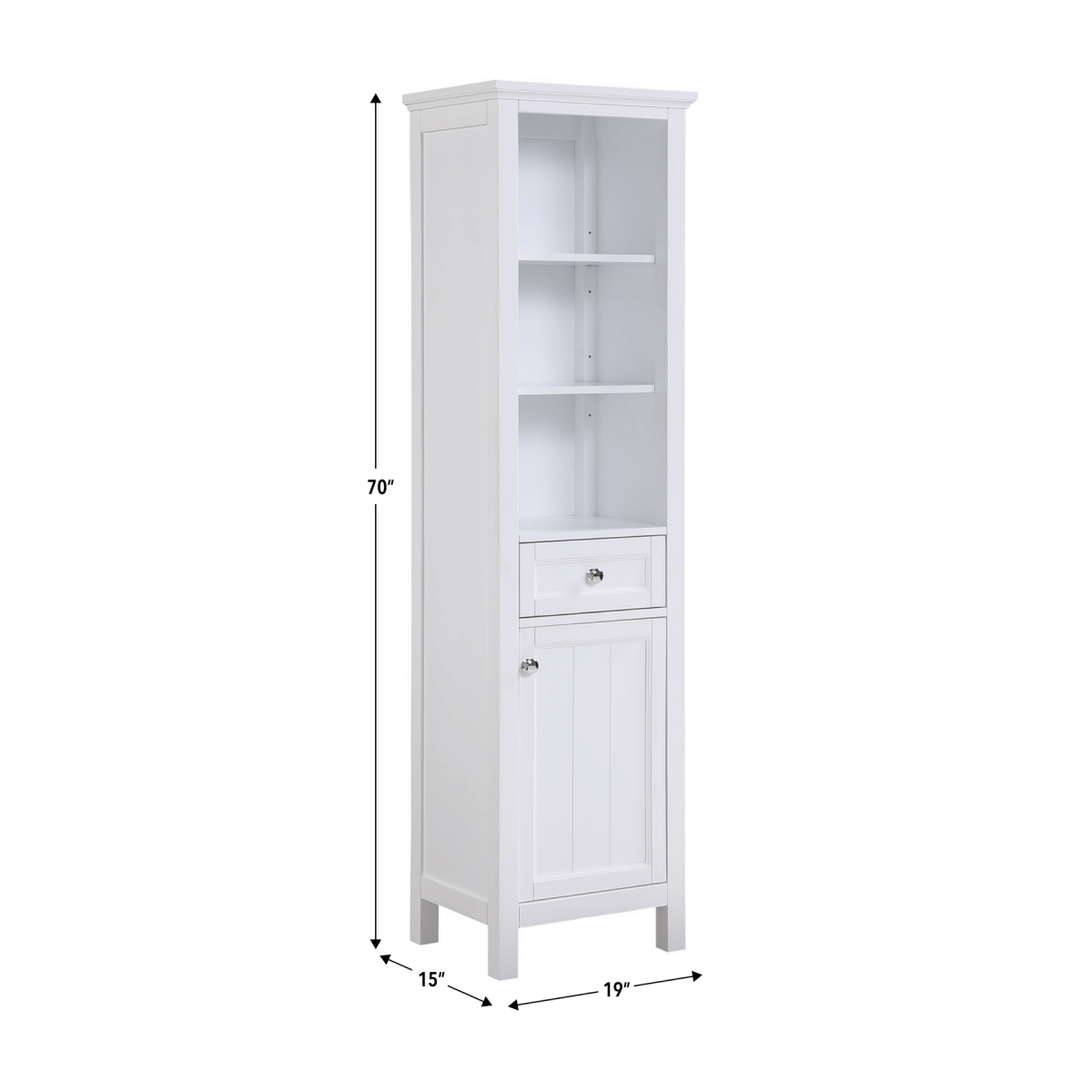 Cunningham Freestanding Bathroom Linen Side Cabinet With Open Shelves Storage, 1 Drawer & Door - BUILDMYPLACE