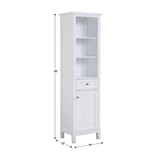 Cunningham Freestanding Bathroom Linen Side Cabinet With Open Shelves Storage, 1 Drawer & Door - BUILDMYPLACE