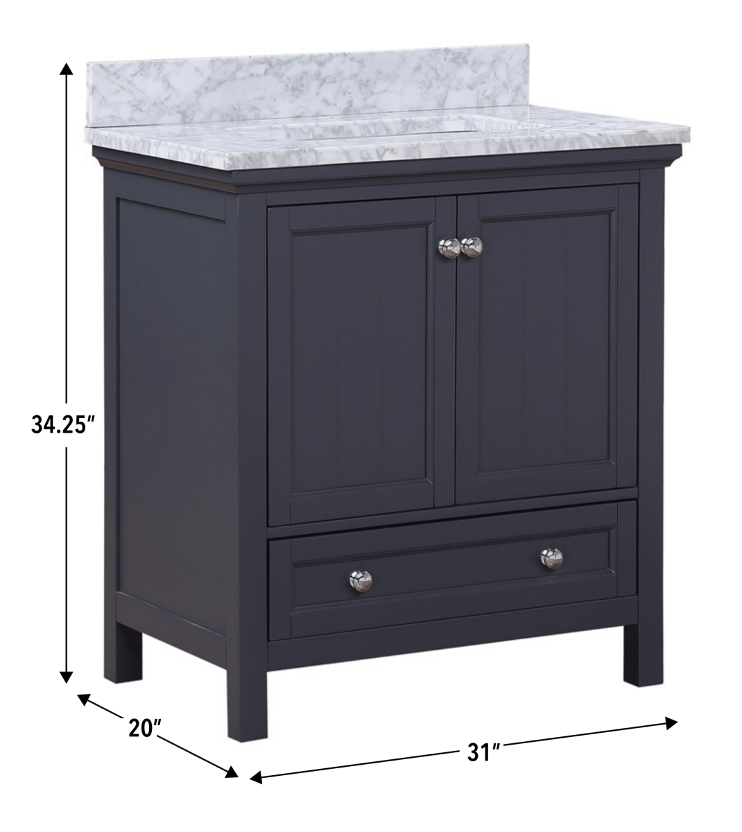 Cunningham Freestanding Modern Bathroom Vanity with Carrara White Marble Sink Top - BUILDMYPLACE