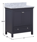 Cunningham Freestanding Modern Bathroom Vanity with Carrara White Marble Sink Top - BUILDMYPLACE