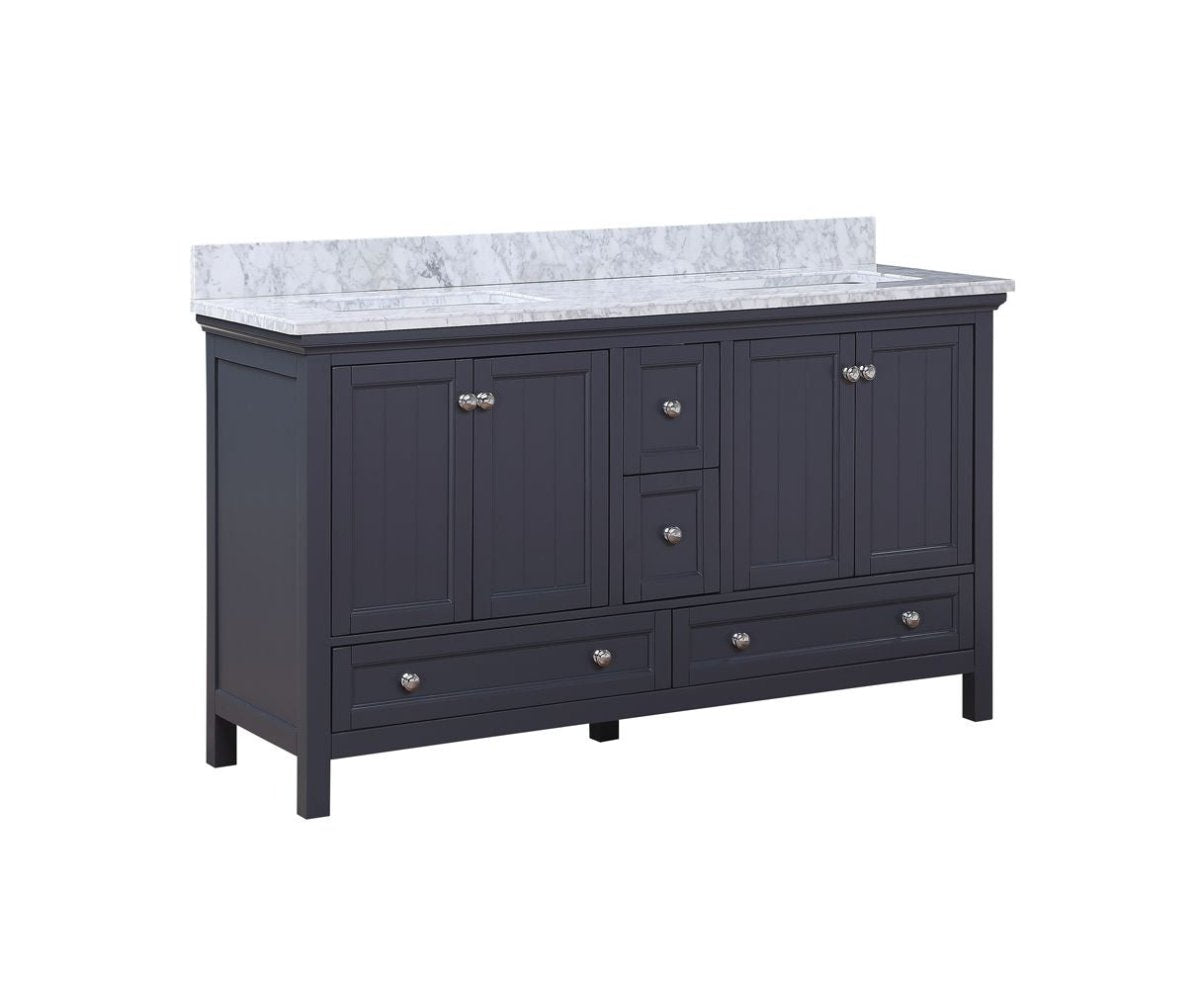 Cunningham Freestanding Modern Bathroom Vanity with Carrara White Marble Sink Top - BUILDMYPLACE