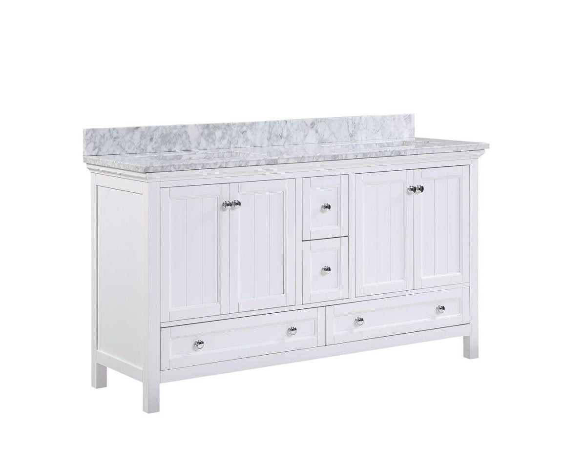 Cunningham Freestanding Modern Bathroom Vanity with Carrara White Marble Sink Top - BUILDMYPLACE