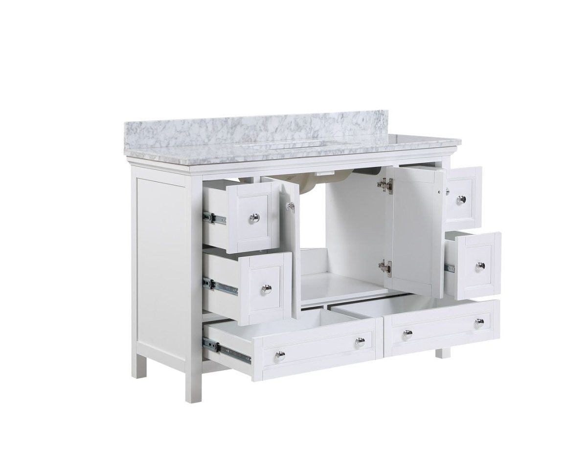 Cunningham Freestanding Modern Bathroom Vanity with Carrara White Marble Sink Top - BUILDMYPLACE