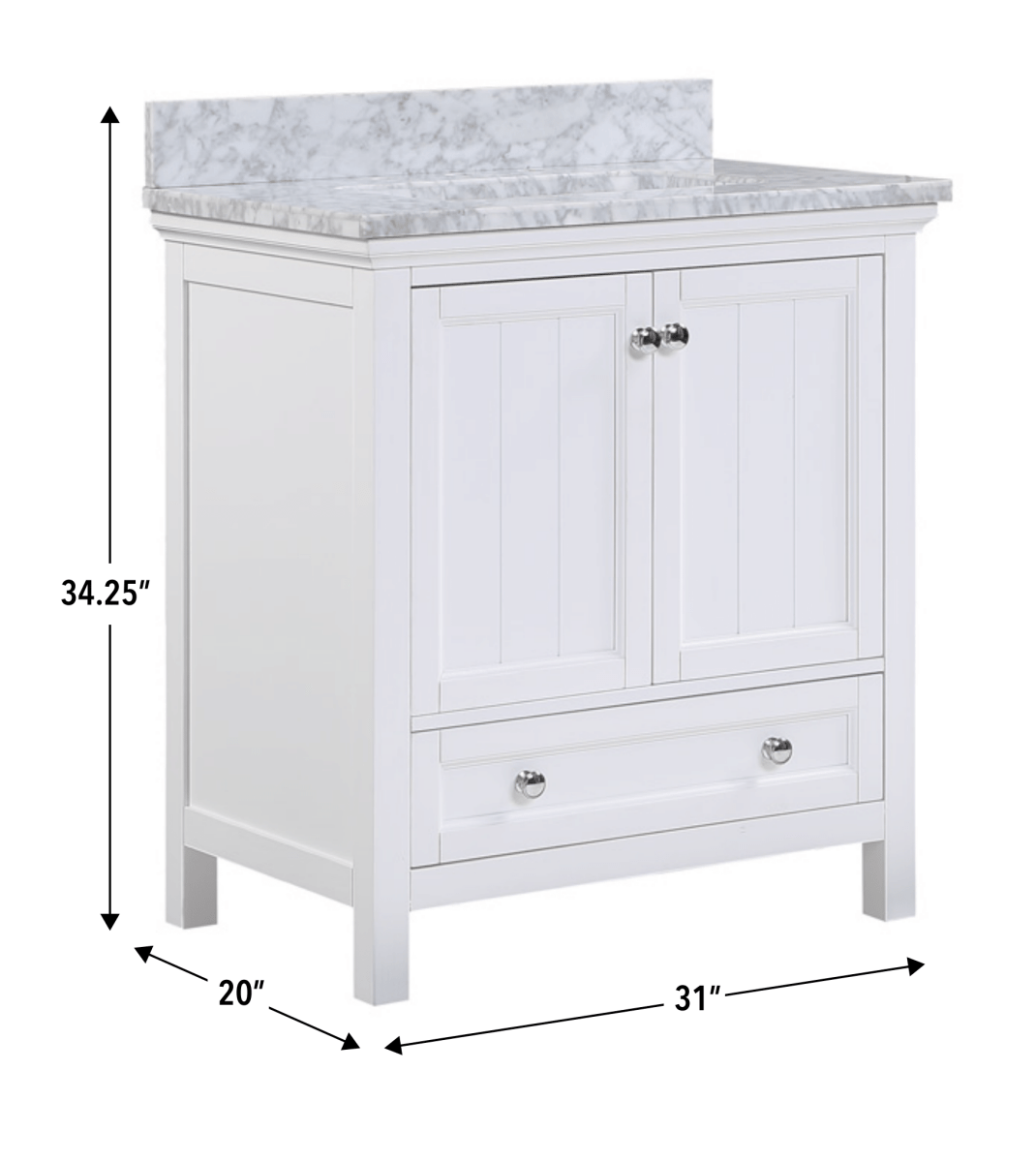 Cunningham Freestanding Modern Bathroom Vanity with Carrara White Marble Sink Top - BUILDMYPLACE