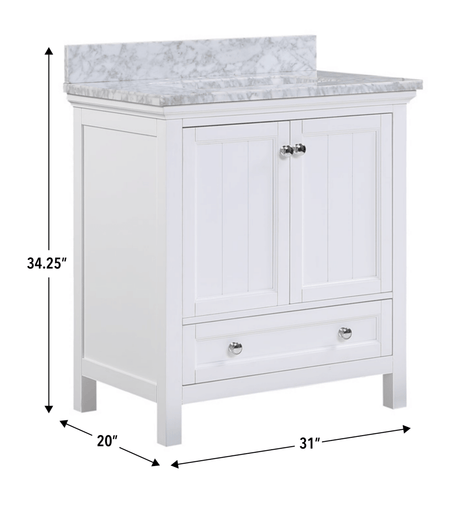 Cunningham Freestanding Modern Bathroom Vanity with Carrara White Marble Sink Top - BUILDMYPLACE