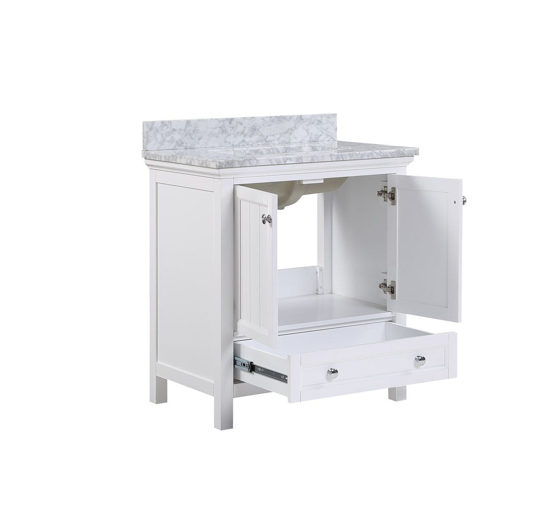 Cunningham Freestanding Modern Bathroom Vanity with Carrara White Marble Sink Top - BUILDMYPLACE