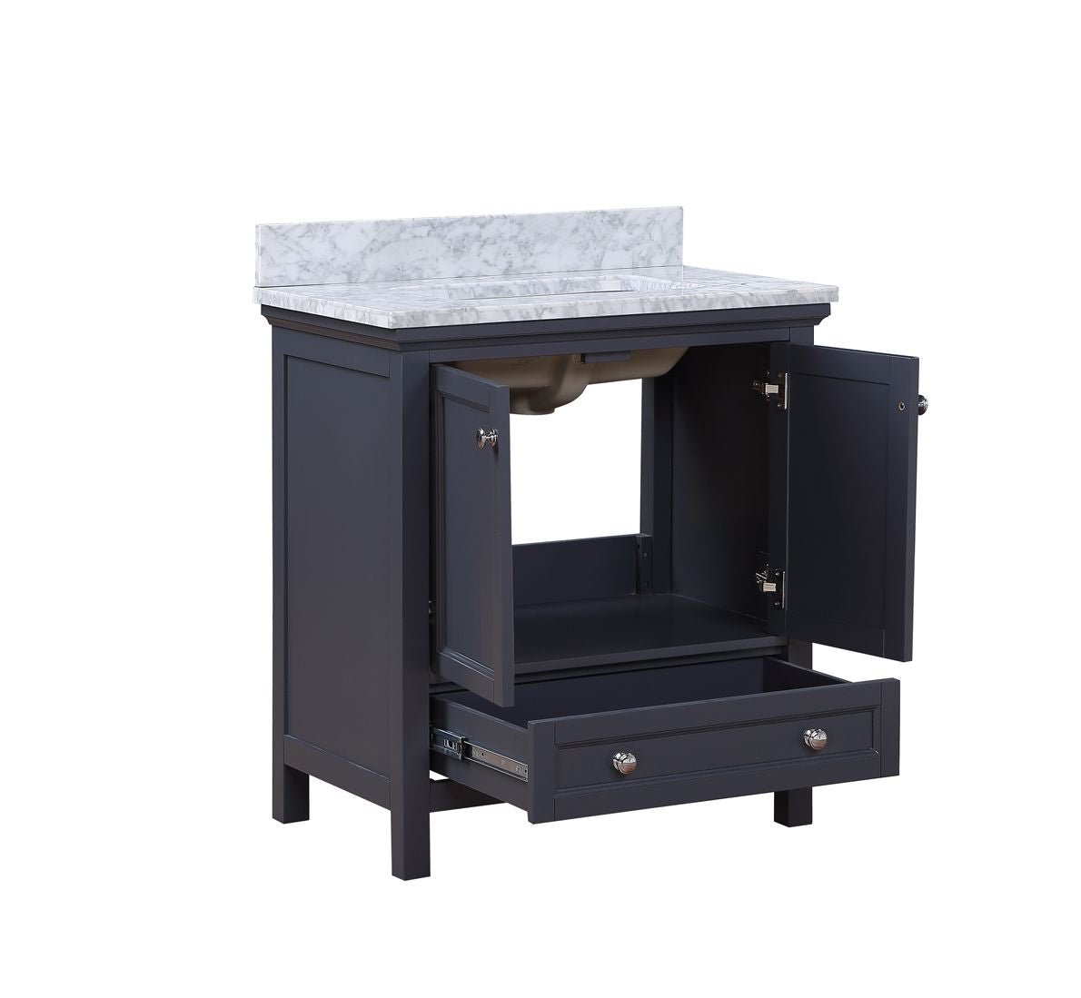 Cunningham Freestanding Modern Bathroom Vanity with Carrara White Marble Sink Top - BUILDMYPLACE