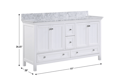 Cunningham Freestanding Modern Bathroom Vanity with Carrara White Marble Sink Top - BUILDMYPLACE