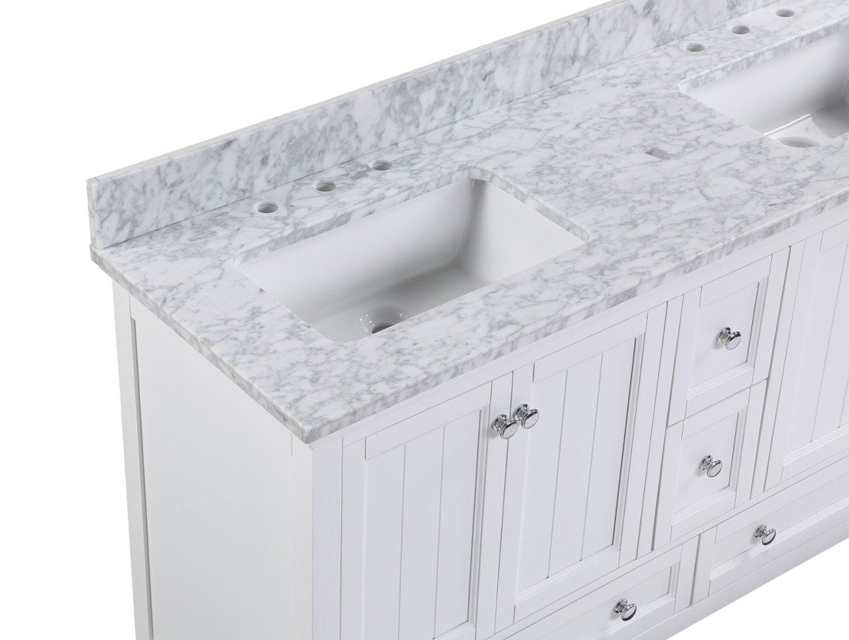 Cunningham Freestanding Modern Bathroom Vanity with Carrara White Marble Sink Top - BUILDMYPLACE