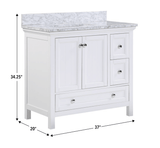 Cunningham Freestanding Modern Bathroom Vanity with Carrara White Marble Sink Top - BUILDMYPLACE