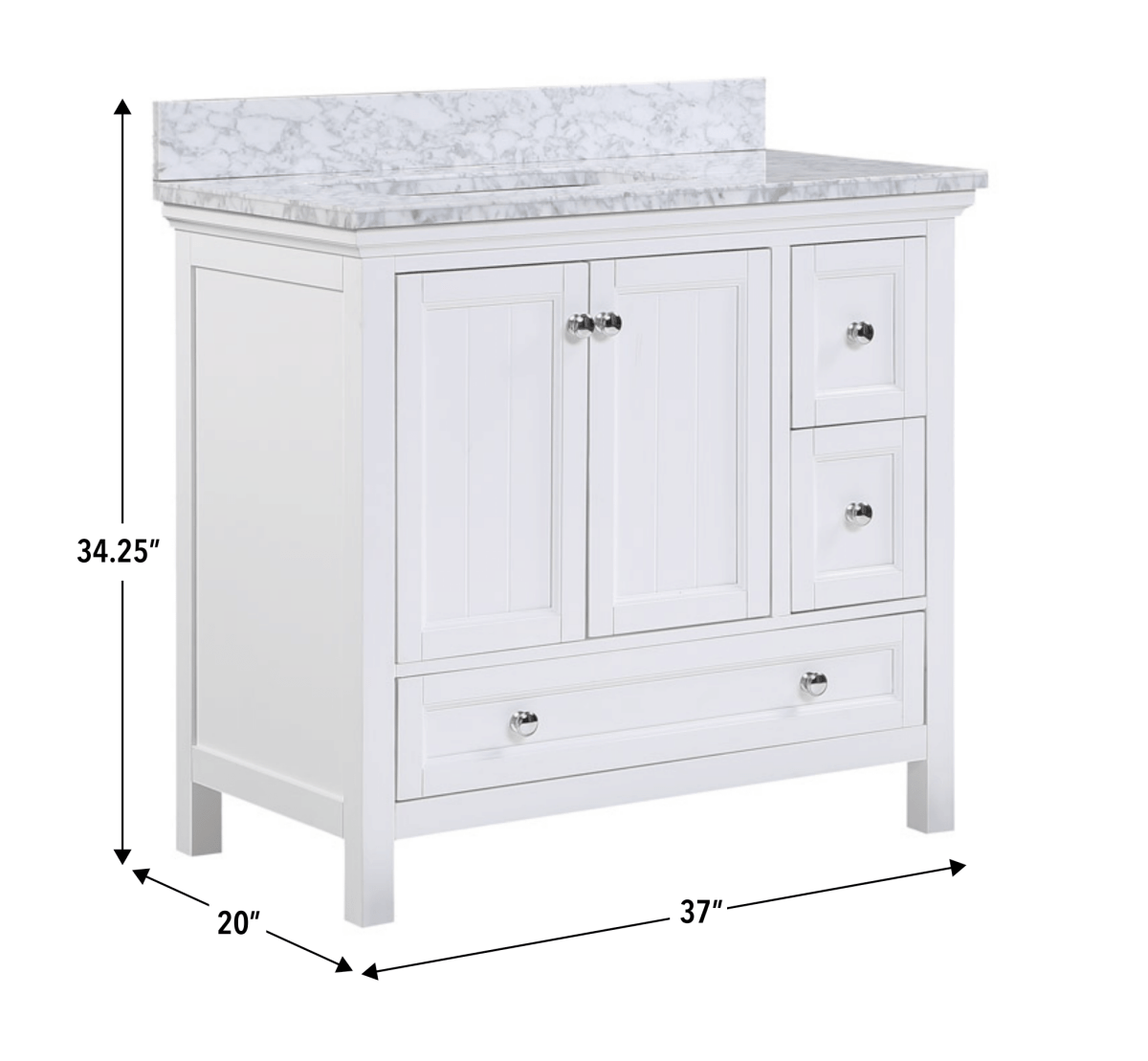 Cunningham Freestanding Modern Bathroom Vanity with Carrara White Marble Sink Top - BUILDMYPLACE