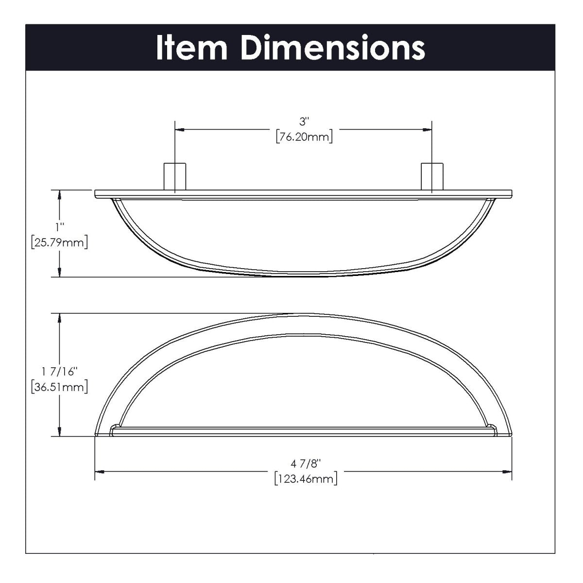 Cup Handles for Cabinets 3 Inch Center to Center - Hickory Hardware - Cottage Collection - BUILDMYPLACE