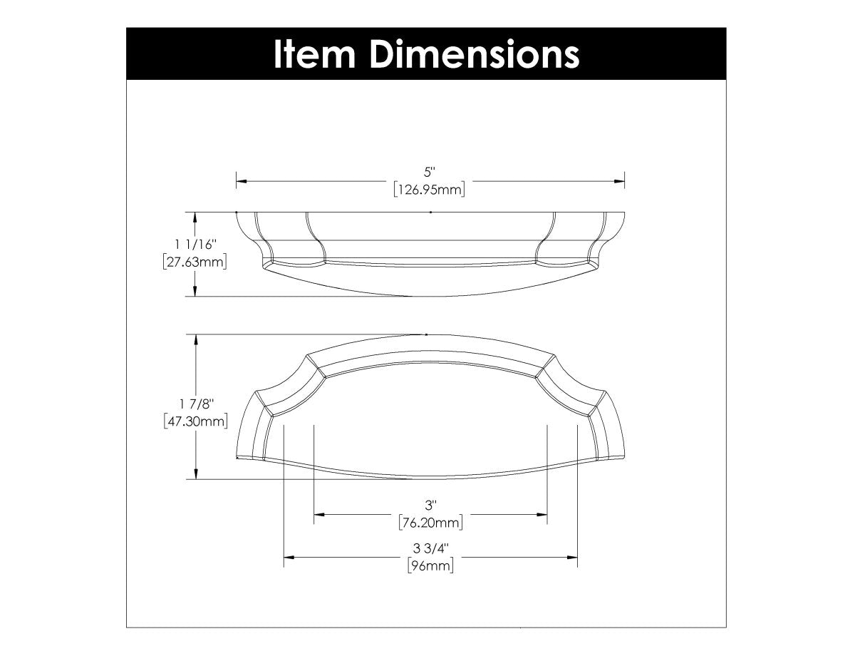 Cup Pull 3 Inch & 3 - 3/4 Inch (96mm) Center to Center - Hickory Hardware - Veranda Collection - BUILDMYPLACE