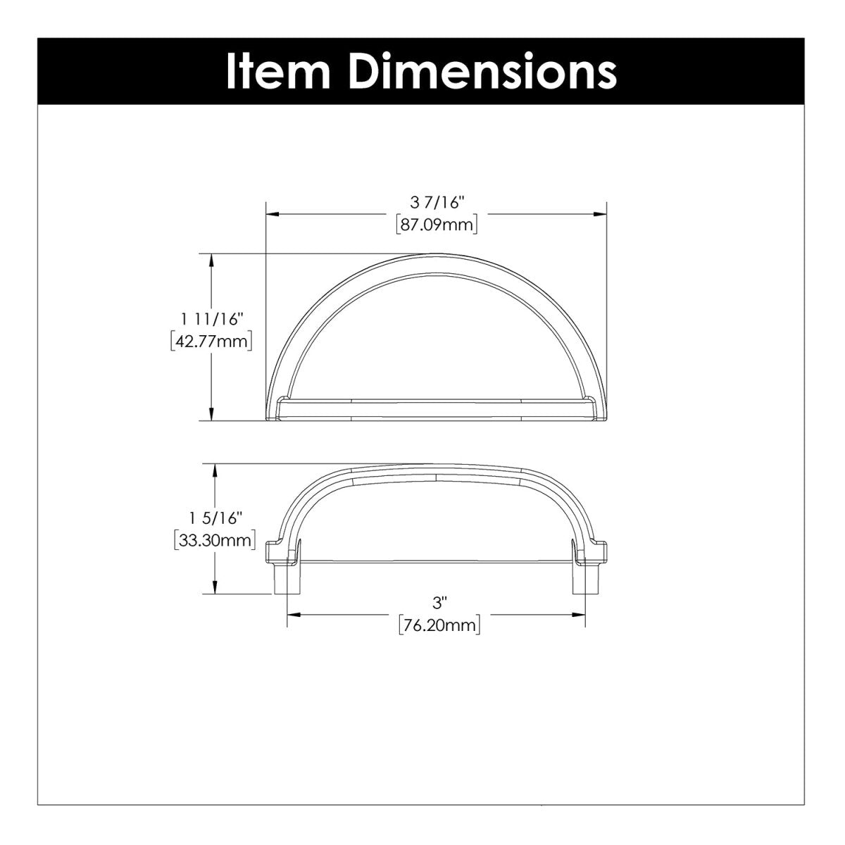 Cup Pulls on Cabinet Doors 3 Inch Center to Center - Hickory Hardware - Williamsburg Collection - BUILDMYPLACE