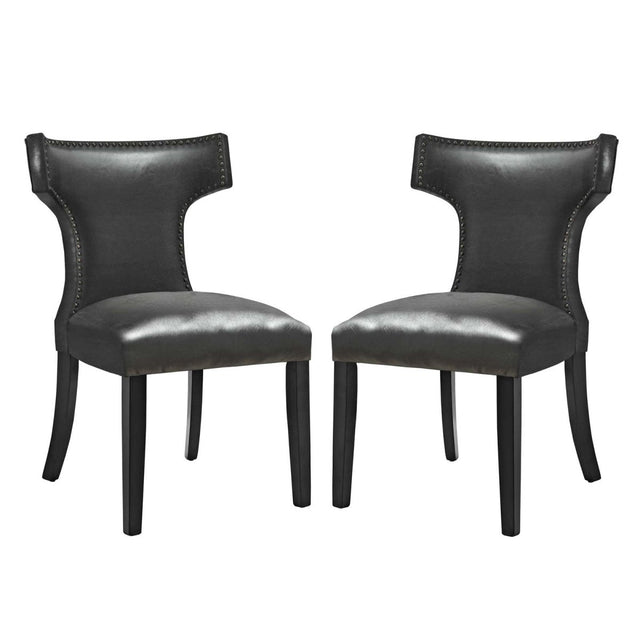 Curve Dining Chair Vinyl Set of 2 - BUILDMYPLACE