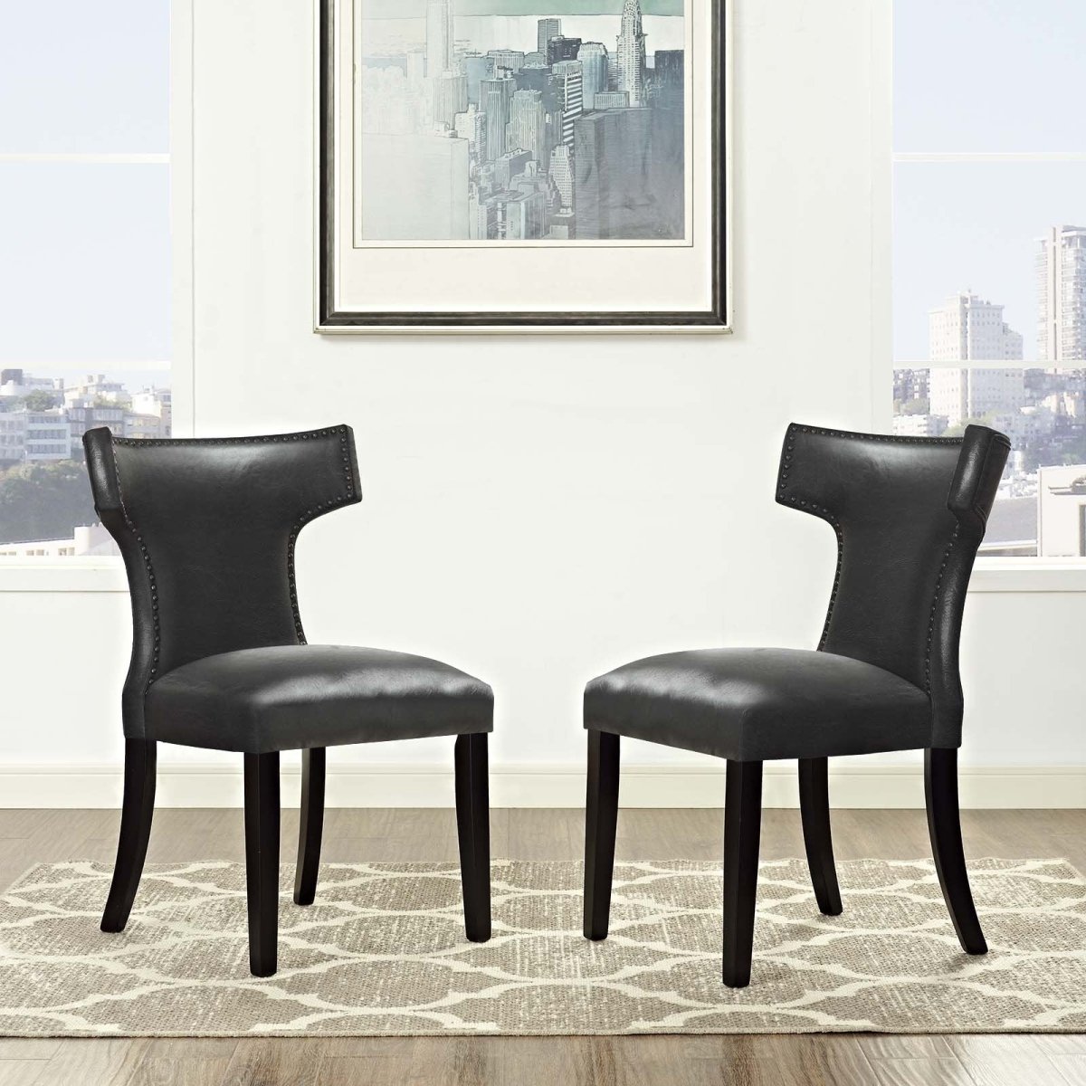 Curve Dining Chair Vinyl Set of 2 - BUILDMYPLACE