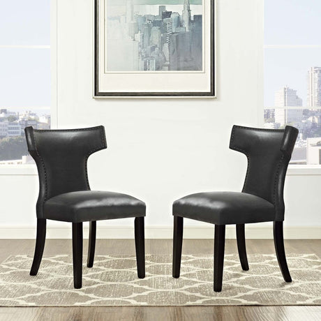 Curve Dining Chair Vinyl Set of 2 - BUILDMYPLACE