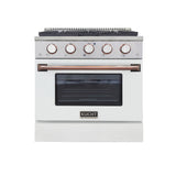 KUCHT Professional 30 in. 4.2 cu. ft. Natural Gas Range with Sealed Burners and Convection Oven in Stainless Steel with White Oven Door, White Knobs and Ring Knobs