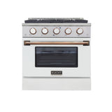 KUCHT Professional 30 in. 4.2 cu. ft. Natural Gas Range with Sealed Burners and Convection Oven in Stainless Steel with White Oven Door, White Knobs and Ring Knobs