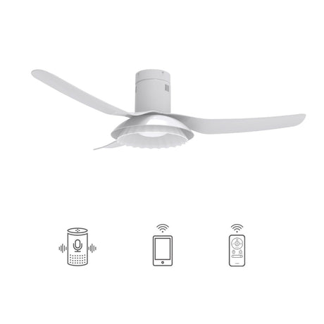 Daffodil 52" In. White/White 3 Blade Smart Ceiling Fan with LED Light Kit Works with Led Light Kit And Remote - BUILDMYPLACE