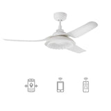 Daisy 52" In. White/White 3 Blade Smart Ceiling Fan with Dimmable LED Light Kit Works with Remote Control, Wi - Fi apps and Voice control via Google Assistant/Alexa/Siri - BUILDMYPLACE