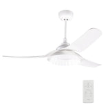 Daisy 52" In. White/White 3 Blade Smart Ceiling Fan with Dimmable LED Light Kit Works with Remote Control, Wi - Fi apps and Voice control via Google Assistant/Alexa/Siri - BUILDMYPLACE