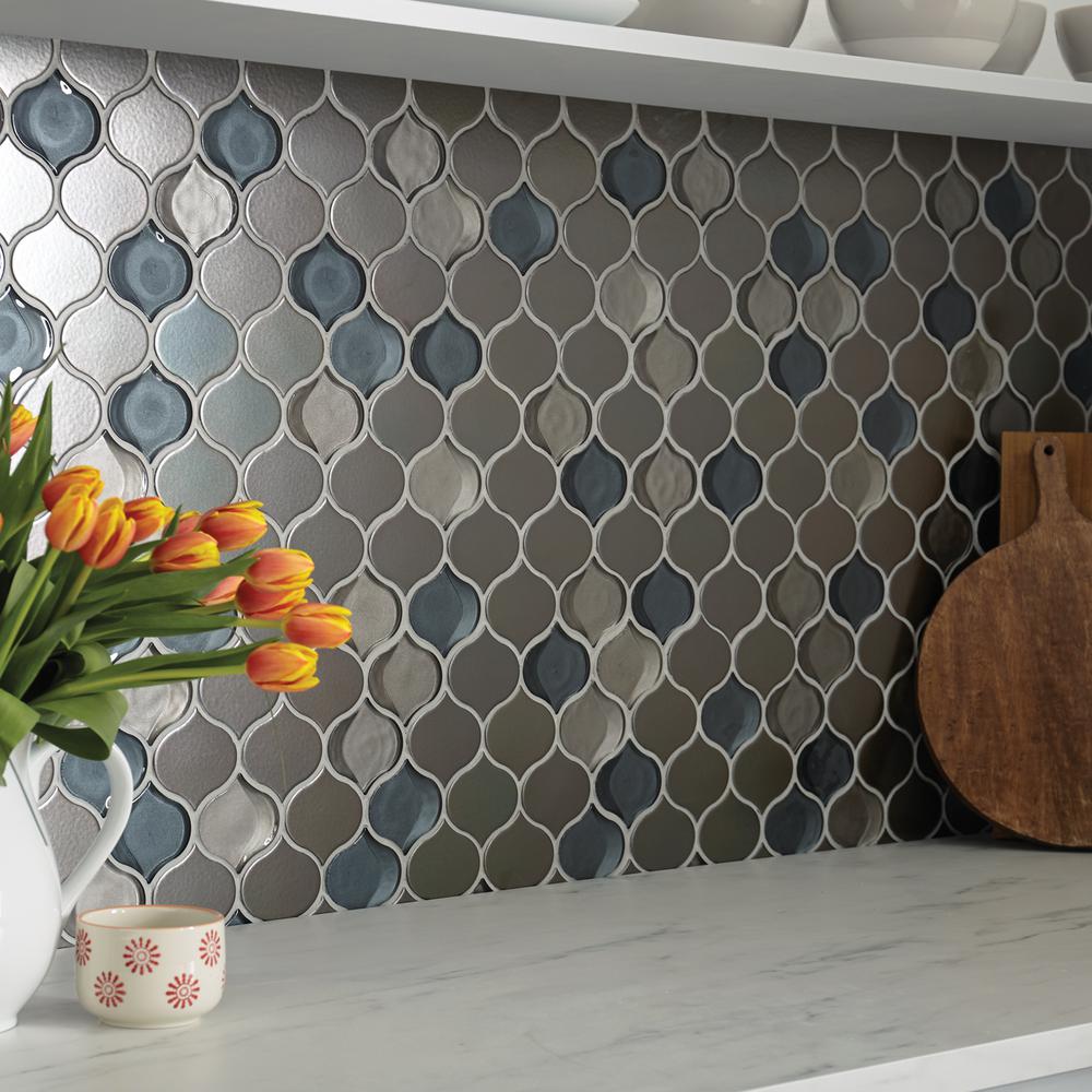 Daltile Accents Gray Arabesque Evening Backsplash Porcelain Mosaic Tile - BUILDMYPLACE