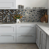 Daltile Accents Gray Arabesque Evening Backsplash Porcelain Mosaic Tile - BUILDMYPLACE