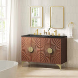 Daylight 48 In. Freestanding Double Sink Bathroom Vanity with Ceramic Sink Top - BUILDMYPLACE