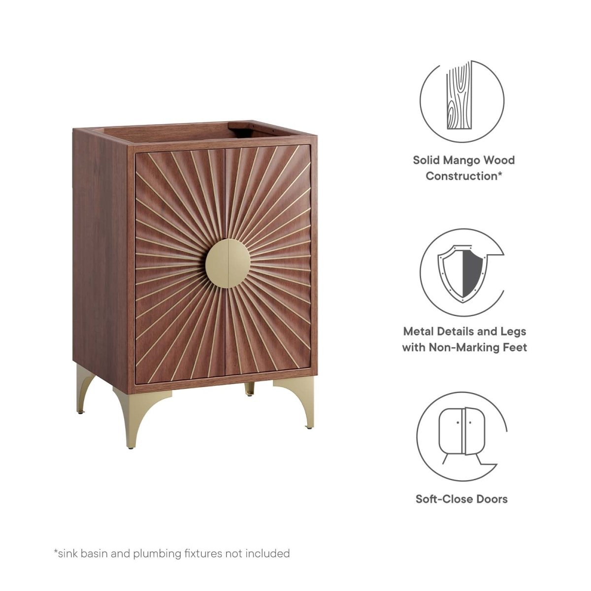 Daylight Freestanding Bathroom Vanity Cabinet in Walnut (Sink not Included) - BUILDMYPLACE