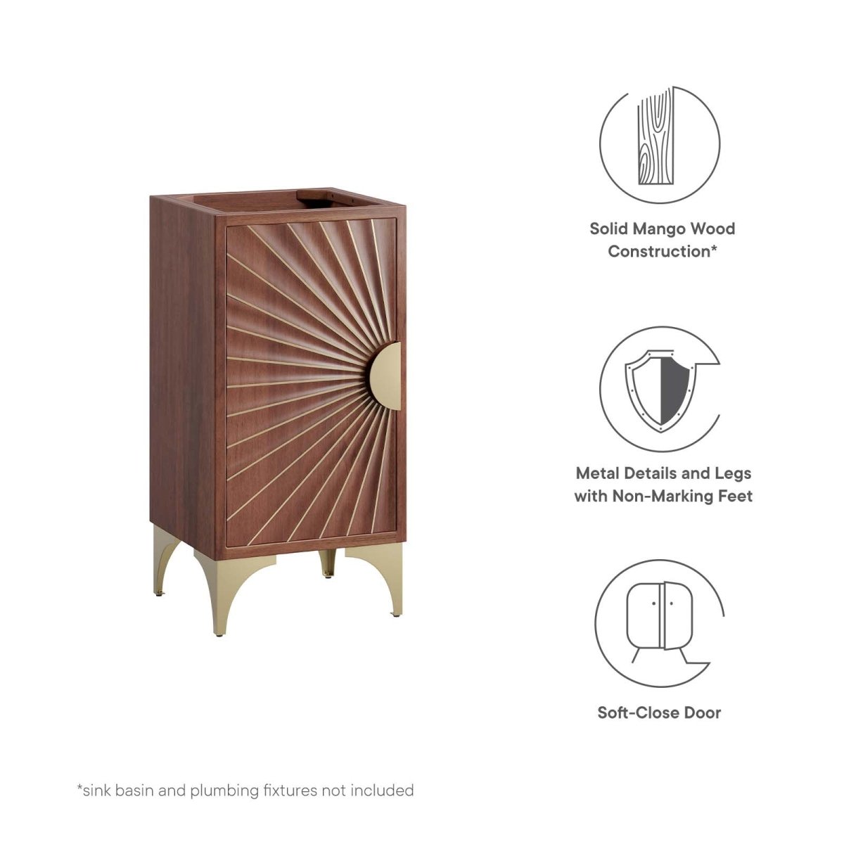 Daylight Freestanding Bathroom Vanity Cabinet in Walnut (Sink not Included) - BUILDMYPLACE