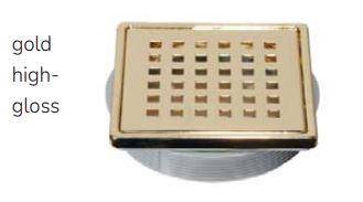 TILUX SQUARE Drain Cover - 4 in - Gold - High Gloss - Stainless Steel drain cover