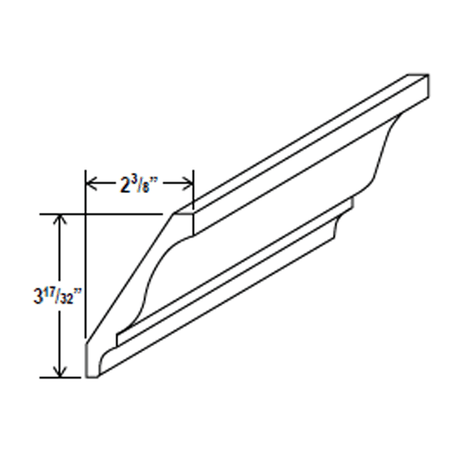 Decorative Crown Moulding - 96"W x 2 1/8"H x 1 7/8"D - Charleston White - BUILDMYPLACE