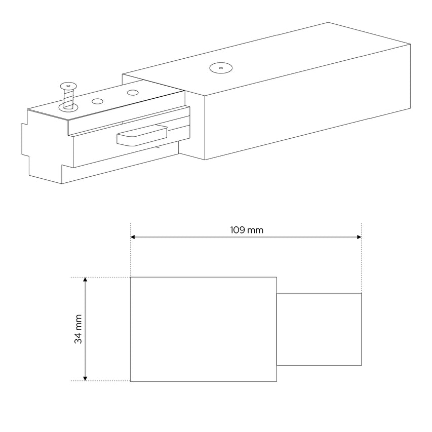 Decorative Lighting Live End System Track – 3 - Wire Single Circuit Track with End Cap in White Finish - BUILDMYPLACE