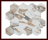 Decovita - Calacatta Bold Hexagon - 3x3 Mosaic - Satin Finish - 179024489 - BUILDMYPLACE