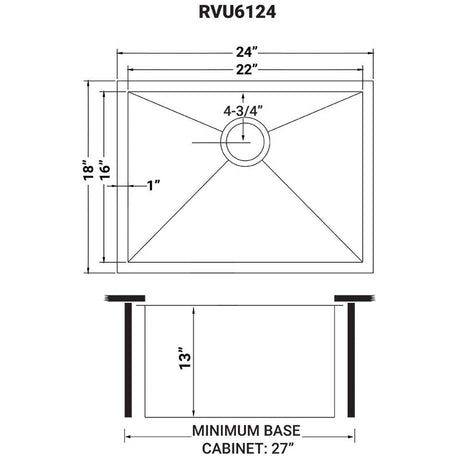 Deep Laundry Utility Sink Undermount 16 Gauge Stainless Steel - BUILDMYPLACE