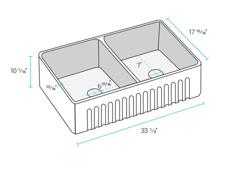 Delice Duo Farmhouse Sink - 33 1/4” x W: 17 15/16” x H: 10 1/16” - BUILDMYPLACE