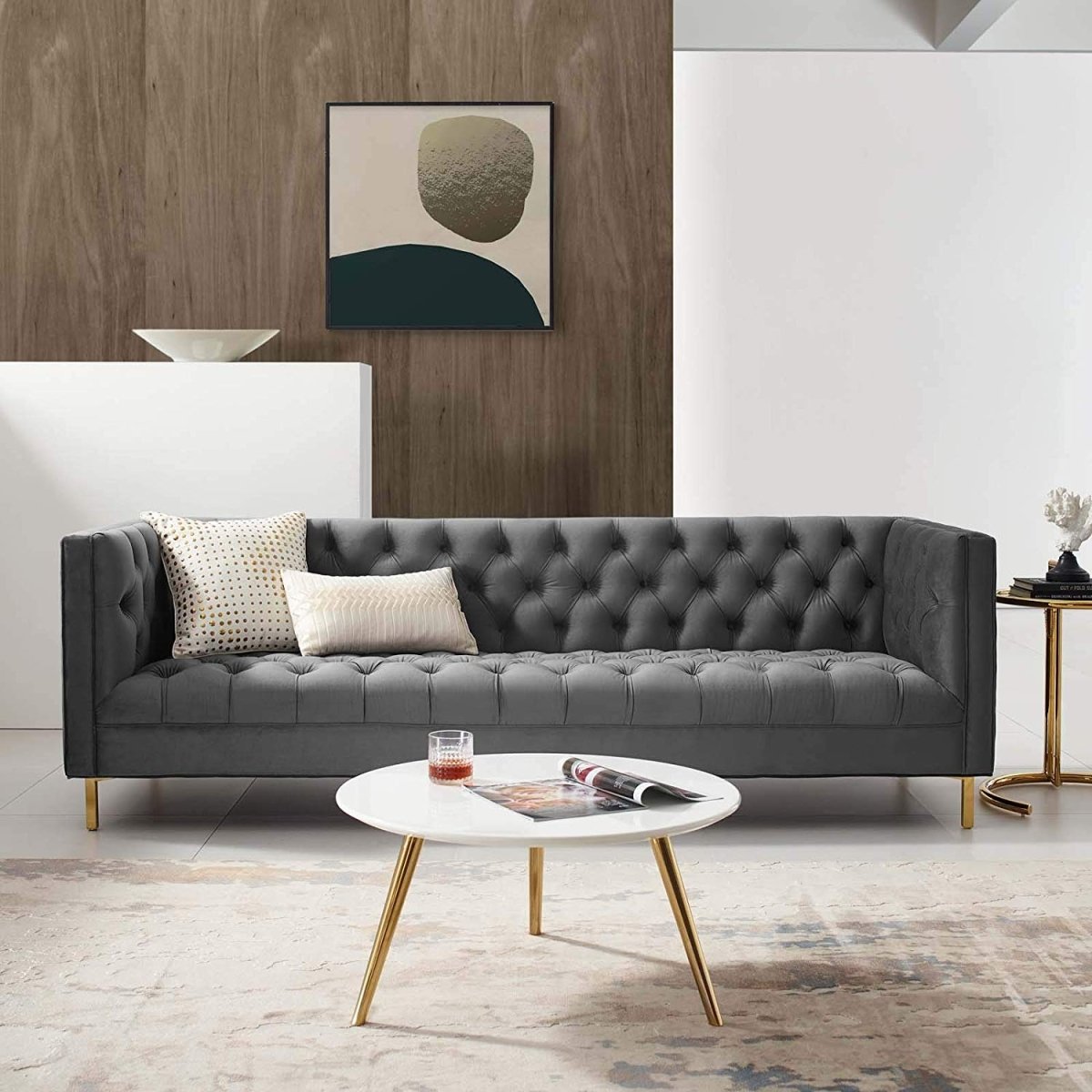 Delight Tufted Button Performance Velvet Sofa - BUILDMYPLACE