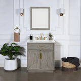 Denton 30 In. Freestanding Solid Wood Bathroom Vanity With Calacatta Quartz Sink Top with 4 In. Backsplash in Nature Elm Finish - BUILDMYPLACE