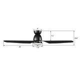 DENVER 52 inch 3 - Blade Flush Mount Smart Ceiling Fan with LED Light & Remote - LEDMyPlace