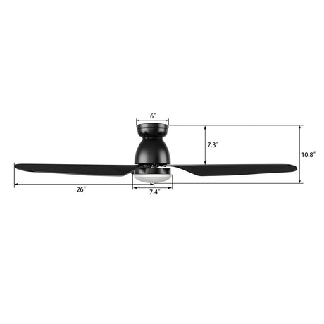 DENVER 52 inch 3 - Blade Flush Mount Smart Ceiling Fan with LED Light & Remote - LEDMyPlace