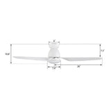 DENVER 52 inch 3 - Blade Flush Mount Smart Ceiling Fan with LED Light With Remote - LEDMyPlace