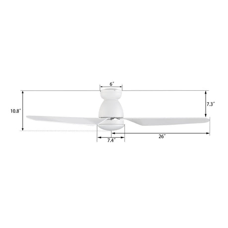 DENVER 52 inch 3 - Blade Flush Mount Smart Ceiling Fan with LED Light With Remote - LEDMyPlace