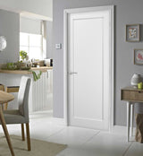 Pantry Kitchen Door with Hardware | Quadro 4111 White Silk | Single Panel Frame Trims | Bathroom Bedroom Sturdy Doors