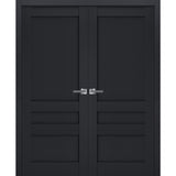 Interior Solid French Double Doors | Veregio 7411 Antracite | Wood Solid Panel Frame Trims | Closet Bedroom Sturdy Doors