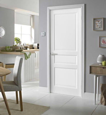 Pantry Kitchen 3-Panels Door with Hardware | Lucia 31 White Silk | Single Panel Frame Trims | Bathroom Bedroom Sturdy Doors